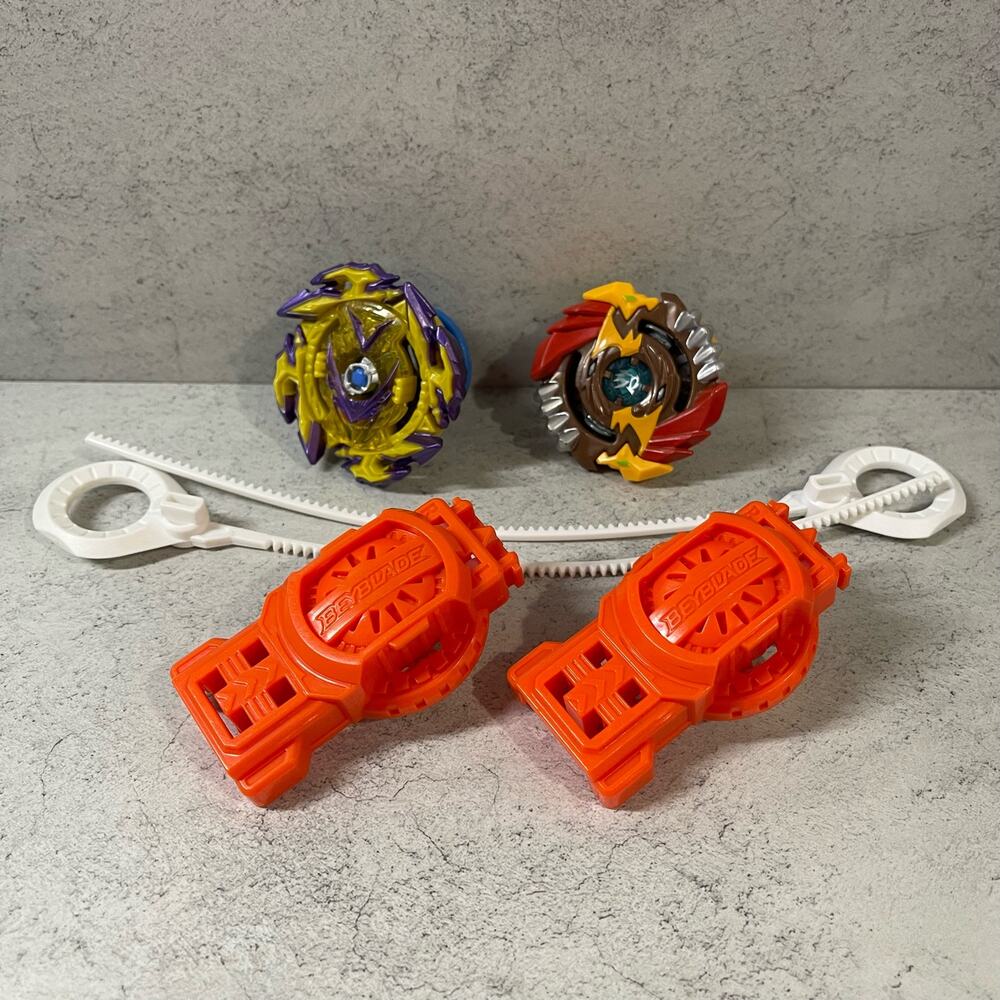 Beyblade Speed Storm Bundle Valtryek V6 and Regulus R6 w/ Launchers Used